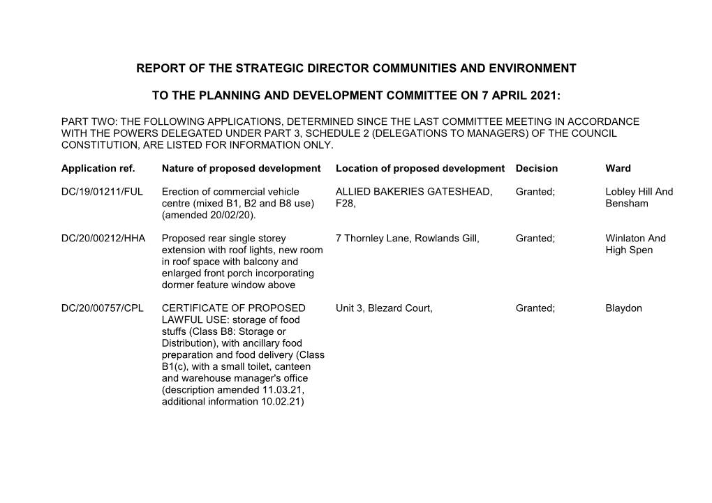 Report of the Group Director Development and Enterprise