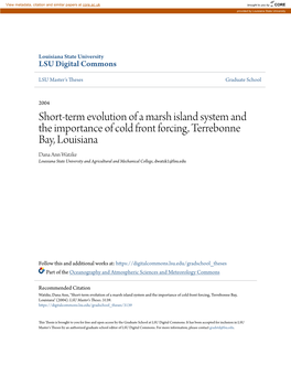 Short-Term Evolution of a Marsh Island System and the Importance of Cold