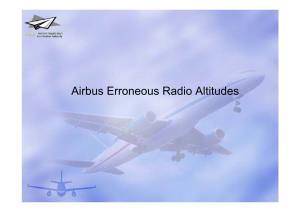 Airbus Erroneous Radio Altitudes Date Model Phase of Altitude Display / Messages/ Warning Flight 1