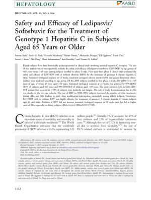 Sofosbuvir for the Treatment of Genotype 1 Hepatitis C in Subjects Aged 65 Years Or Older