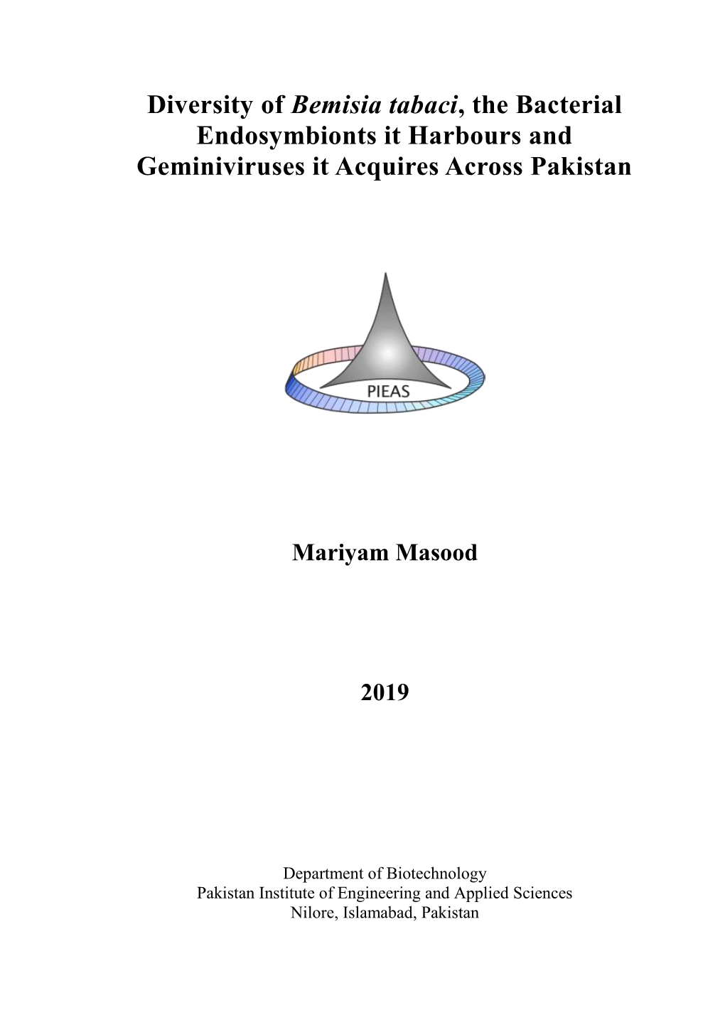 Diversity of Bemisia Tabaci, the Bacterial Endosymbionts It Harbours and Geminiviruses It Acquires Across Pakistan