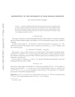 Arithmeticity of the Monodromy of Some Kodaira Fibrations