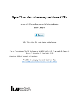 Opencl on Shared Memory Multicore Cpus