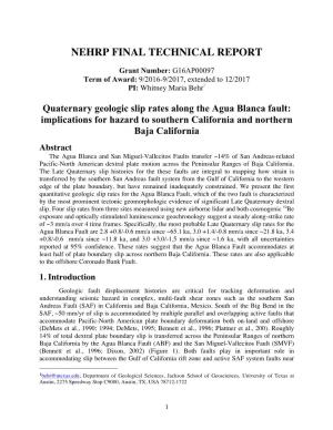 Nehrp Final Technical Report
