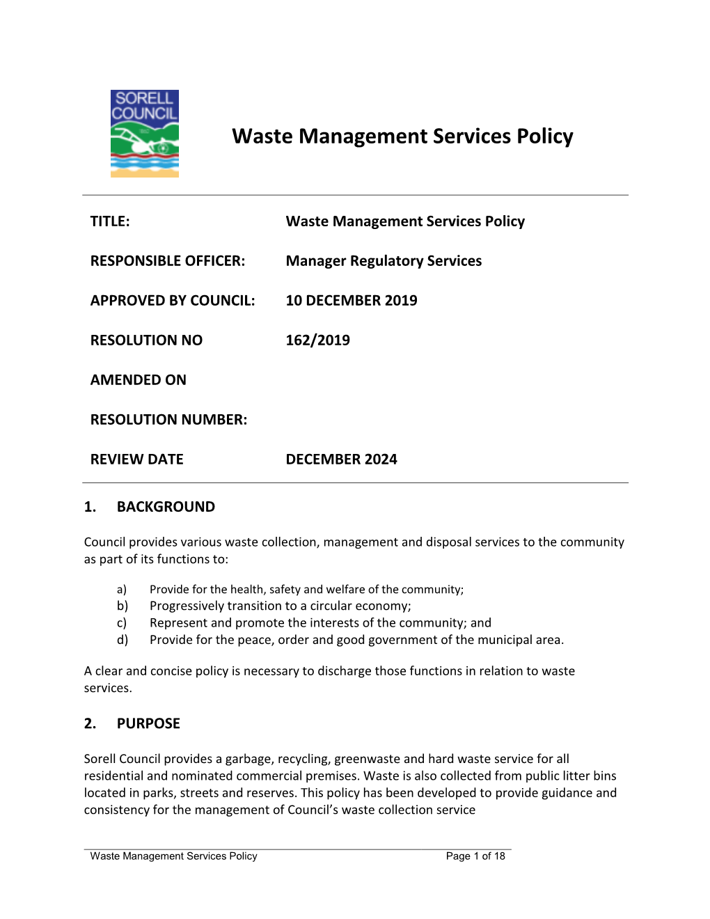 Waste Management Policy