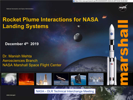 Rocket Plume Interactions for NASA Landing Systems