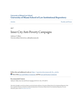 Inner-City Anti-Poverty Campaigns Anthony V