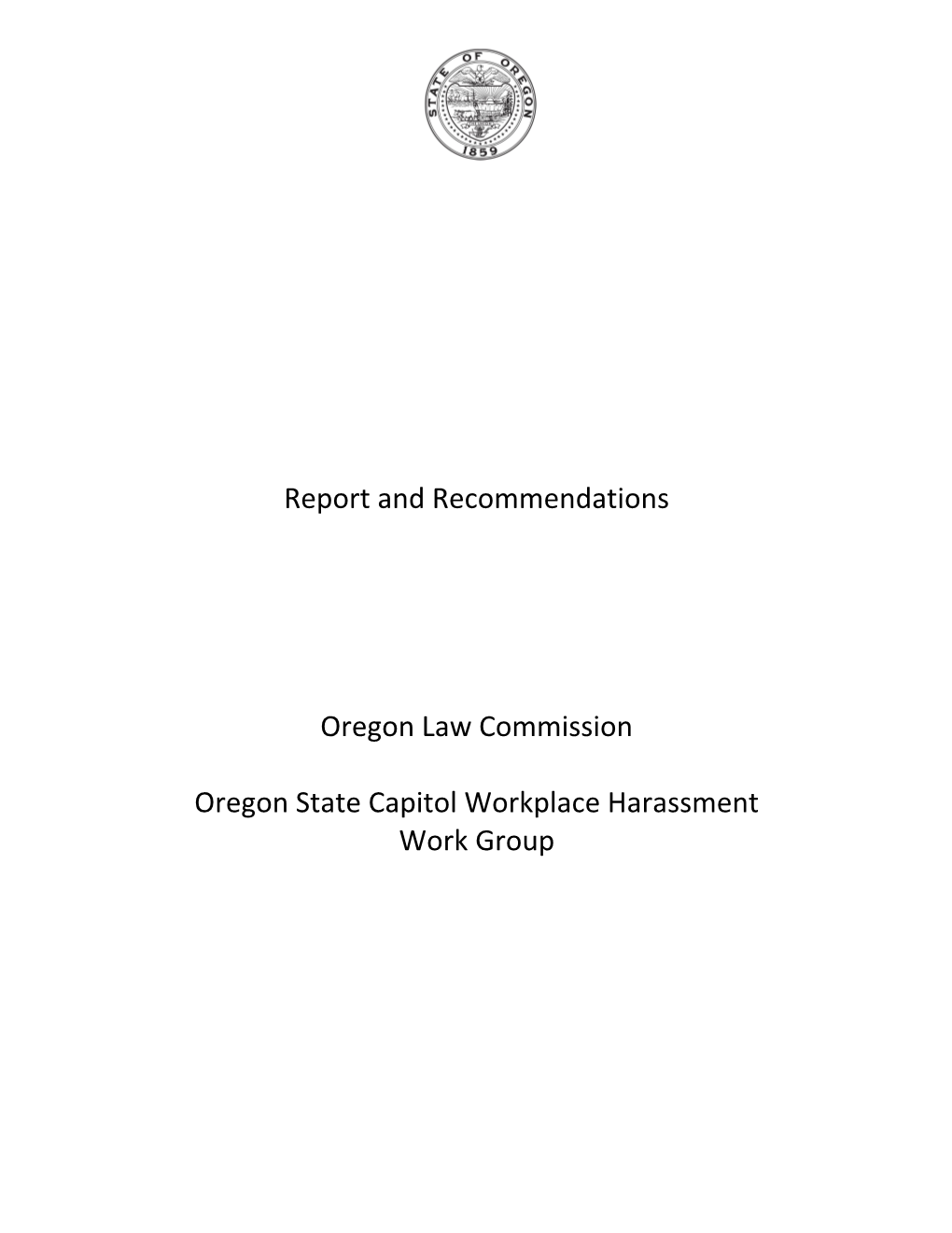 Report and Recommendations Oregon Law Commission Oregon