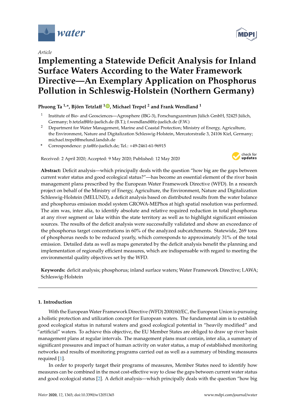 Implementing a Statewide Deficit Analysis for Inland Surface Waters