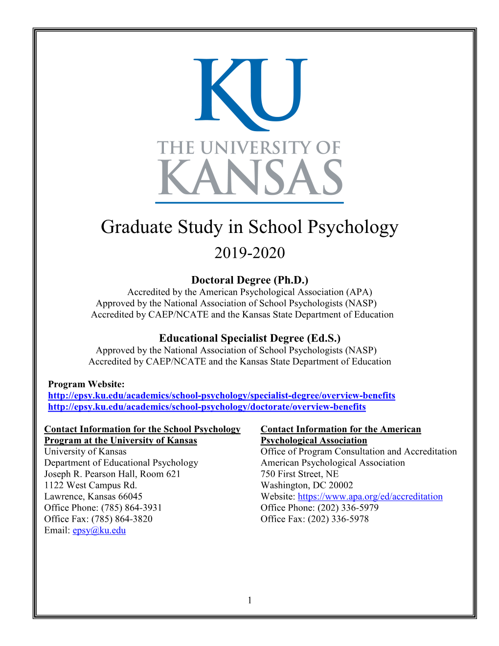 Graduate Study in School Psychology