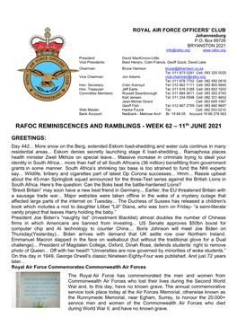 RAFOC REMINISCENCES and RAMBLINGS - WEEK 62 – 11Th JUNE 2021