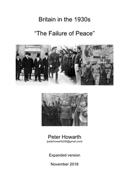 Britain in the 1930S “The Failure of Peace”