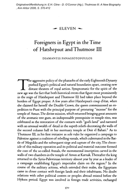 Foreigners in Egypt in the Time of Hatshepsut and Thutmose III