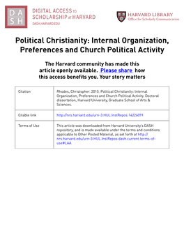 Internal Organization, Preferences and Church Political Activity