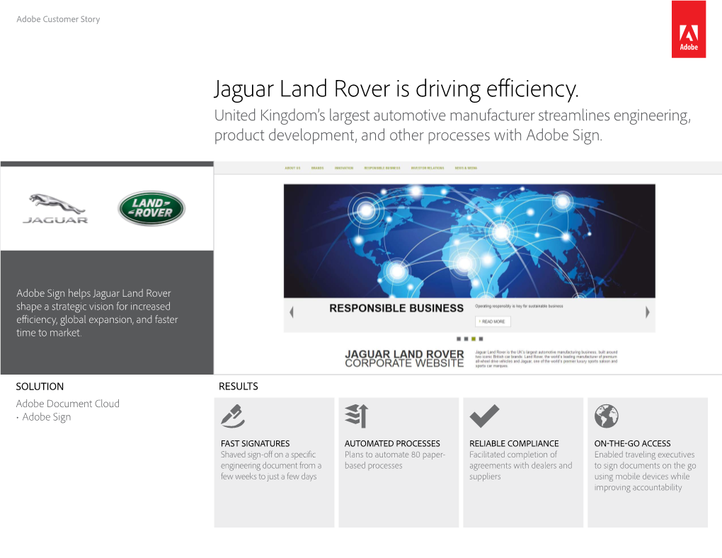 Jaguar Land Rover Streamlines Engineering, Product Development, and Other Processes with Adobe Sign