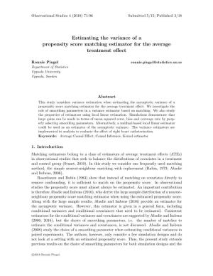 Estimating the Variance of a Propensity Score Matching Estimator for the Average Treatment Effect