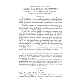 Isotopes, Inc. Radiocarbon Measurements V Milton A