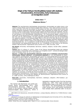 Origin of the Tethyan Hemihoplitidae Tested with Cladistics (Ancyloceratina, Ammonoidea, Early Cretaceous): an Immigration Event?