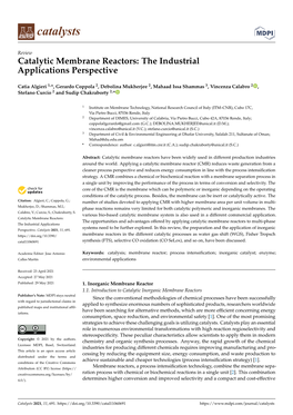 Catalytic Membrane Reactors: the Industrial Applications Perspective