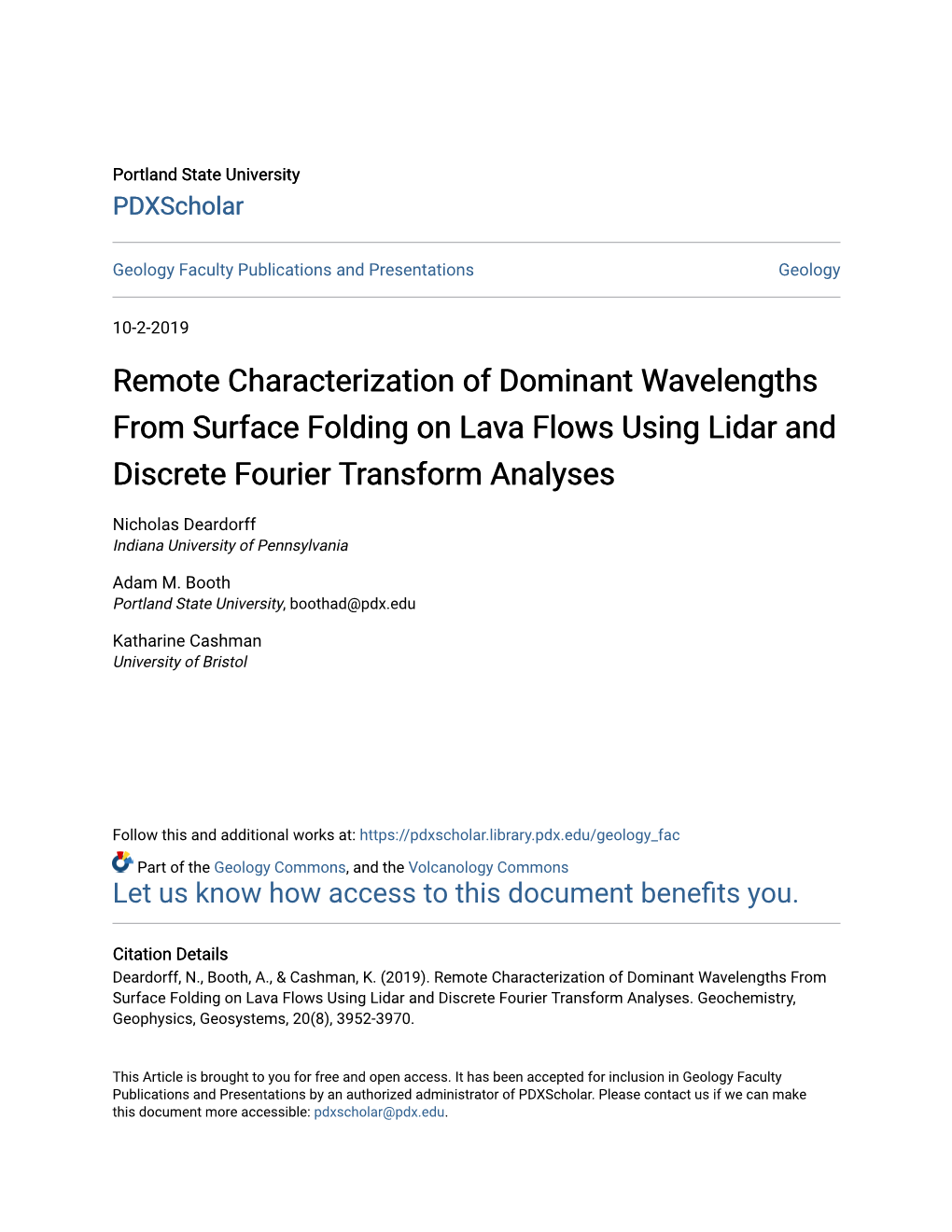 Remote Characterization of Dominant Wavelengths from Surface Folding on Lava Flows Using Lidar and Discrete Fourier Transform Analyses