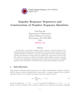 Impulse Response Sequences and Construction of Number Sequence Identities