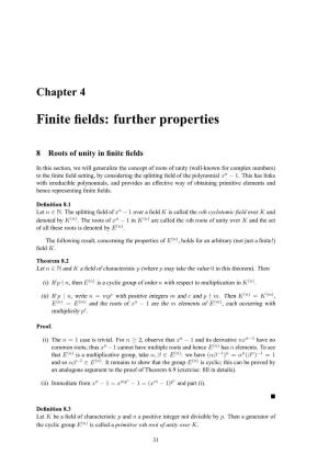 Finite Fields: Further Properties