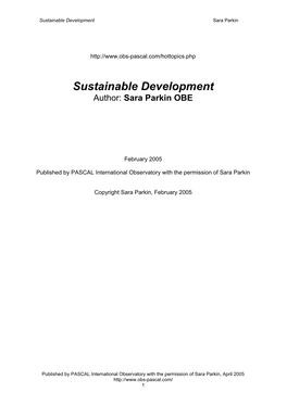 Sustainable Development Sara Parkin
