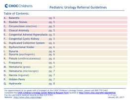 Pediatric Urology Referral Guidelines