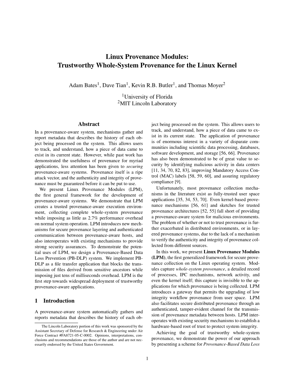 Linux Provenance Modules: Trustworthy Whole-System Provenance for the Linux Kernel