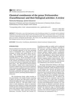 Chemical Constituents of the Genus Trichosanthes (Cucurbitaceae) and Their Biological Activities: a Review