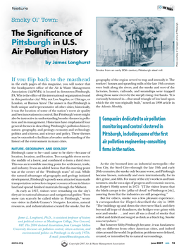 The Significance of Pittsburgh in U.S. Air Pollution History