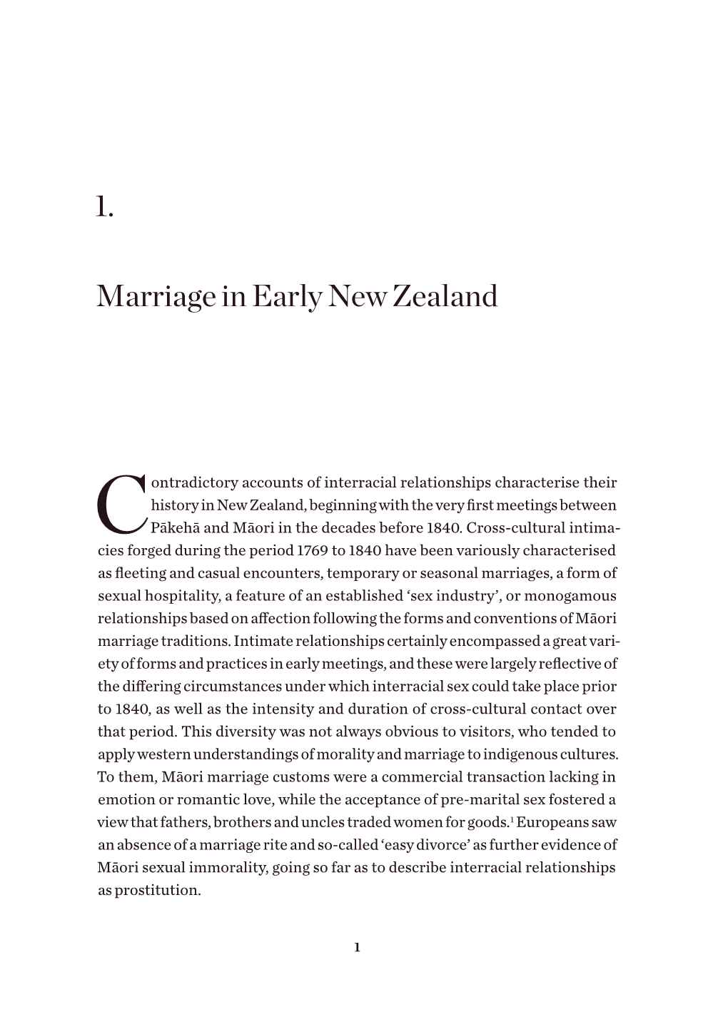 1. Marriage in Early New Zealand