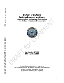 Systems Engineering Guide: 7 Considerations for Systems Engineering 8 in a System of Systems Environment 9 10 11