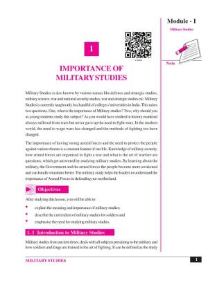 Importance of Military Studies Module - I Military Studies