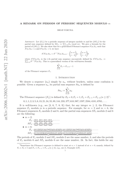 A Remark on Periods of Periodic Sequences Modulo $ M$