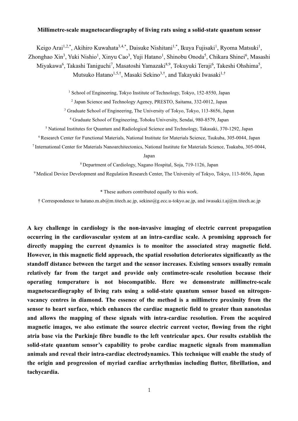 Millimetre-Scale Magnetocardiography of Living Rats Using a Solid-State Quantum Sensor