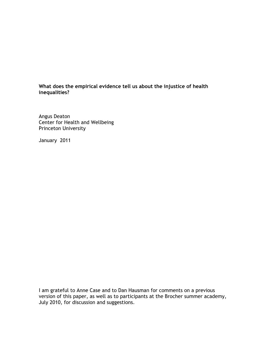 What Does the Empirical Evidence Tell Us About the Injustice of Health Inequalities?