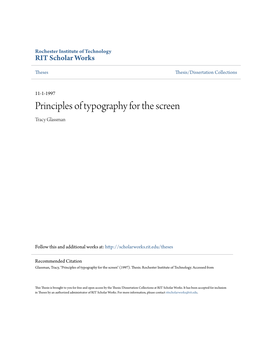 Principles of Typography for the Screen Tracy Glassman