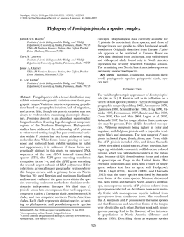 Phylogeny of Fomitopsis Pinicola: a Species Complex