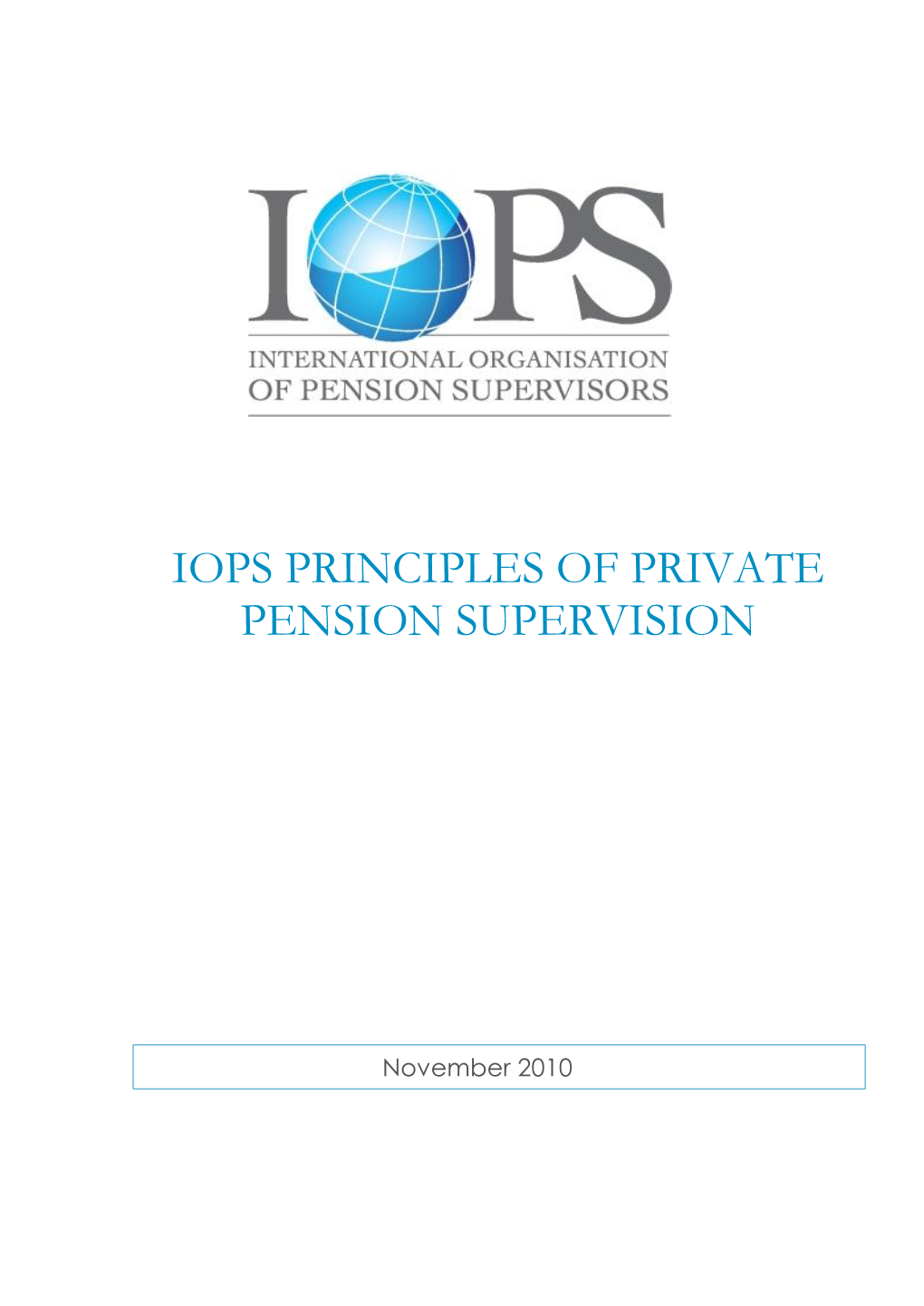 Iops Principles of Private Pension Supervision