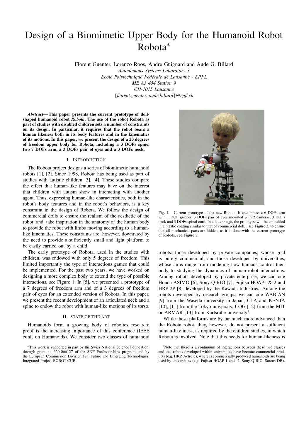 Design of a Biomimetic Upper Body for the Humanoid Robot Robota∗