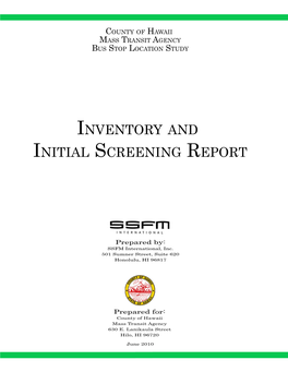 Inventory and Initial Screening Report