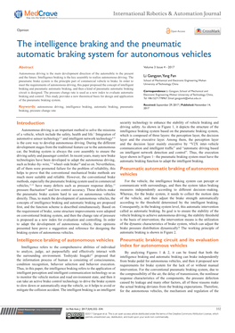 The Intelligence Braking and the Pneumatic Automatic Braking System for Autonomous Vehicles