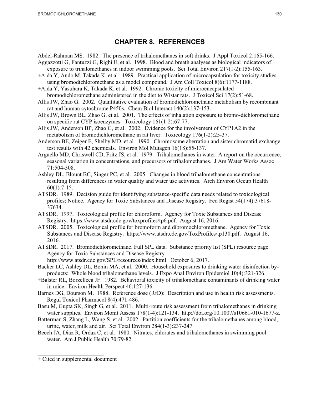 Toxicological Profile for Bromodichloromethane