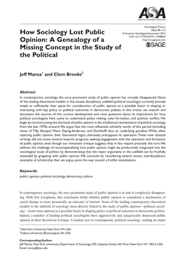 How Sociology Lost Public Opinion