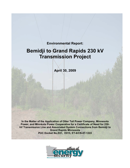 Bemidji to Grand Rapids 230 Kv Transmission Project