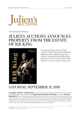Julien's Auctions Announces Property from the Estate