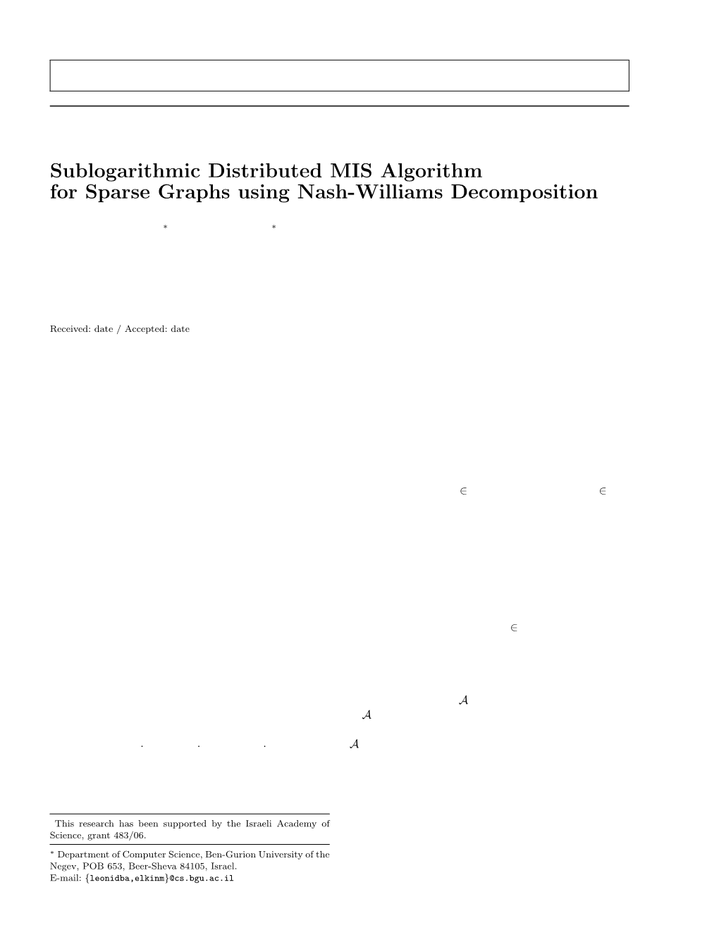 Sublogarithmic Distributed MIS Algorithm for Sparse Graphs Using Nash-Williams Decomposition