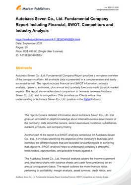 Autobacs Seven Co., Ltd. Fundamental Company Report
