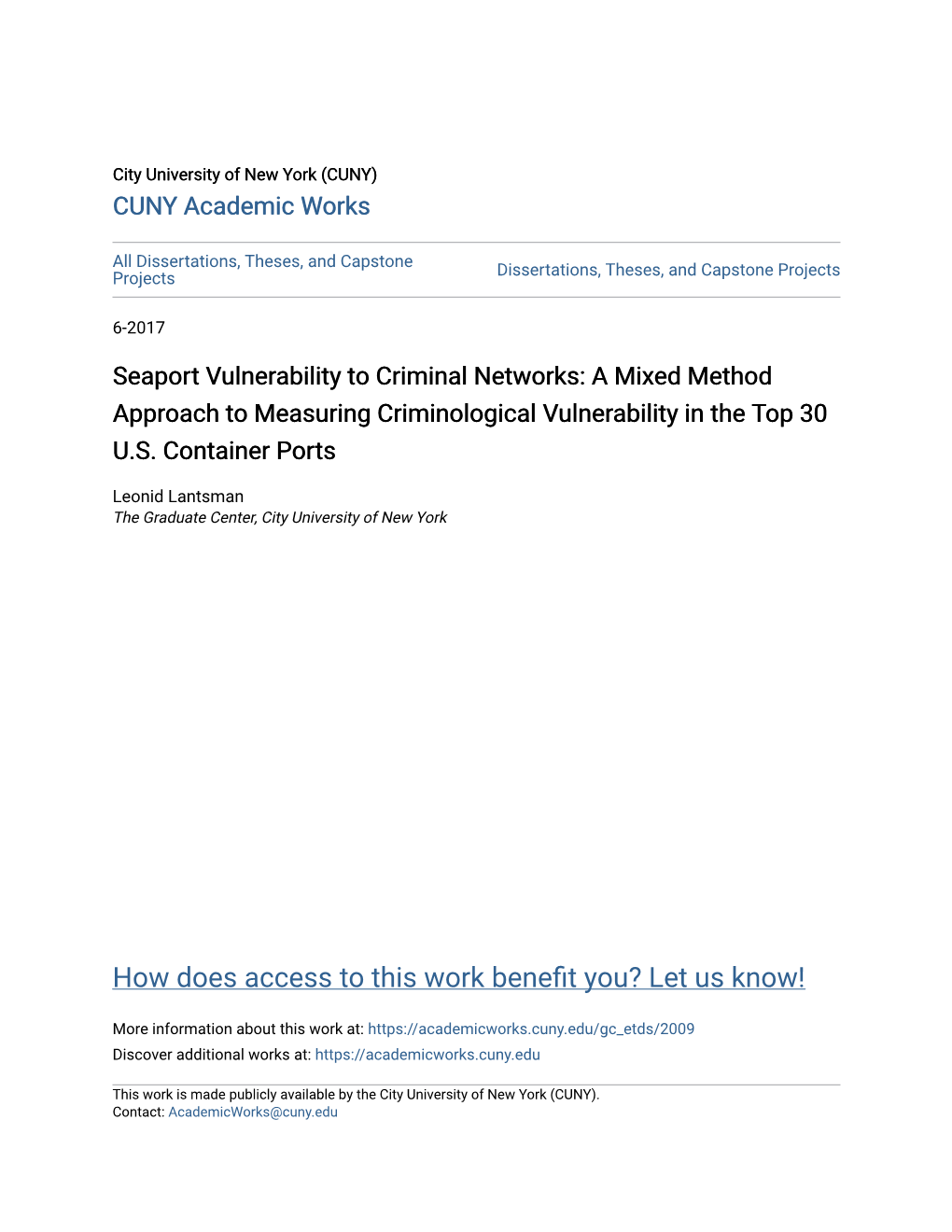 Seaport Vulnerability to Criminal Networks: a Mixed Method Approach to Measuring Criminological Vulnerability in the Top 30 U.S